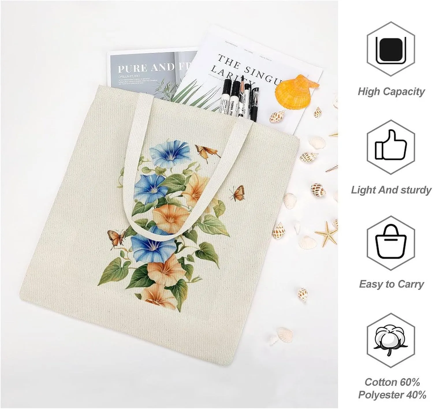 Colorful Butterfly GraffitiSimple And Versatile Canvas Tote Bag, Environmentally Friendly And Durable Shopping Bag