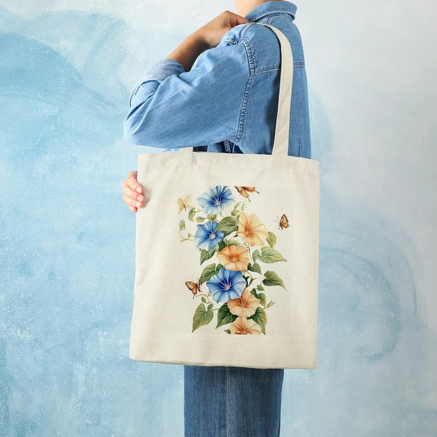 Colorful Butterfly GraffitiSimple And Versatile Canvas Tote Bag, Environmentally Friendly And Durable Shopping Bag