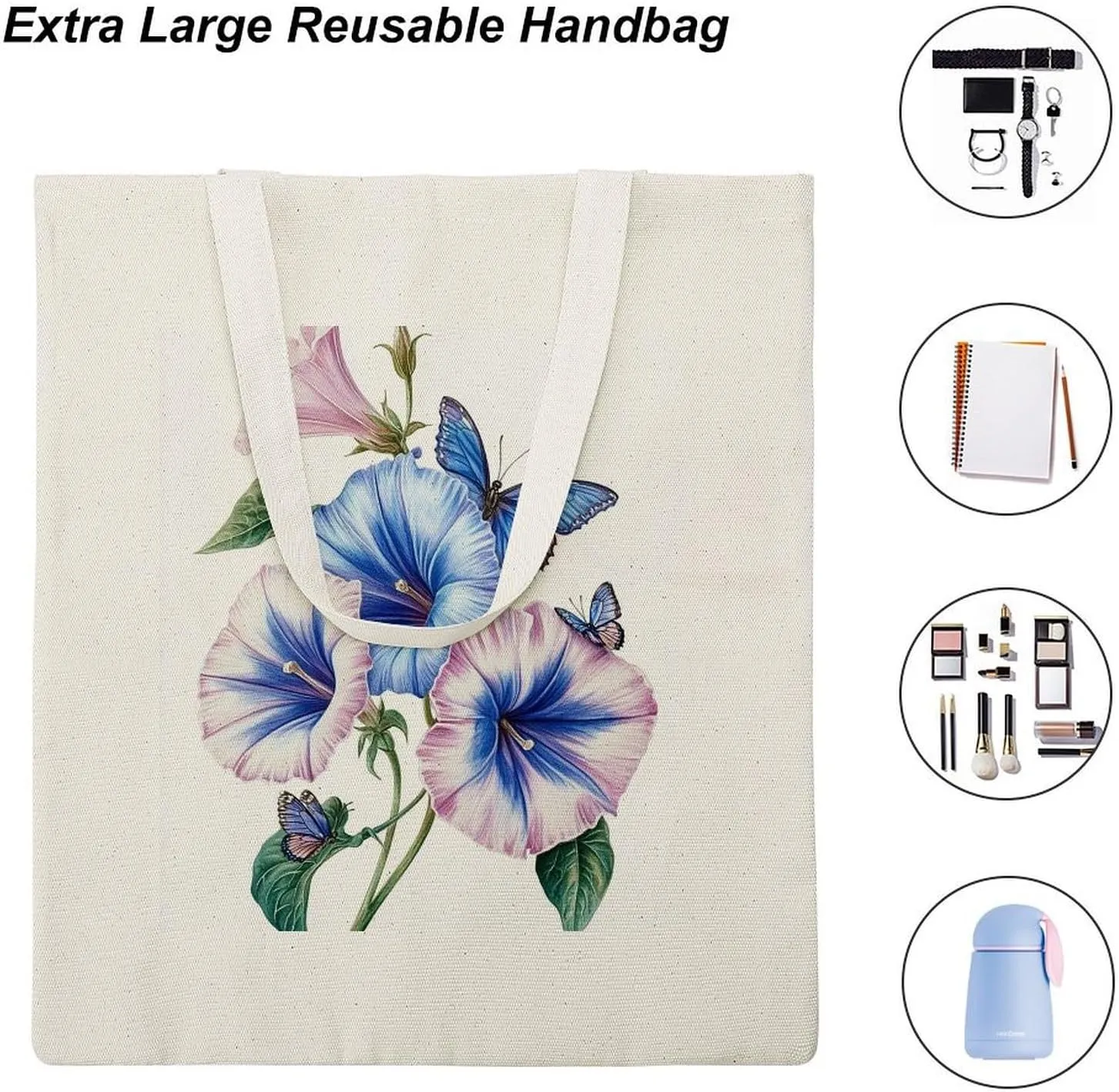 Colorful Butterfly GraffitiSimple And Versatile Canvas Tote Bag, Environmentally Friendly And Durable Shopping Bag