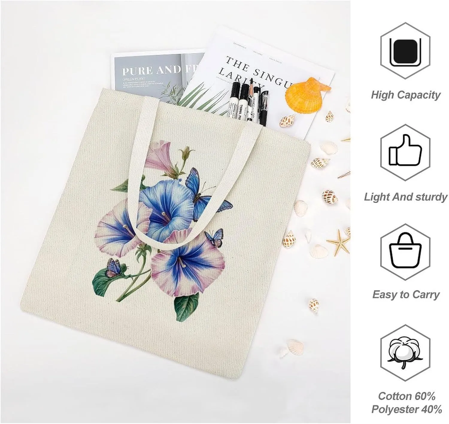 Colorful Butterfly GraffitiSimple And Versatile Canvas Tote Bag, Environmentally Friendly And Durable Shopping Bag