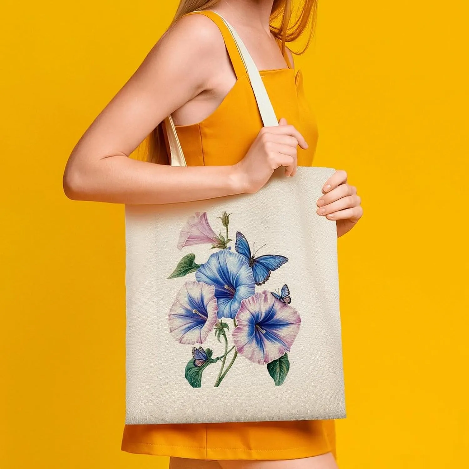 Colorful Butterfly GraffitiSimple And Versatile Canvas Tote Bag, Environmentally Friendly And Durable Shopping Bag