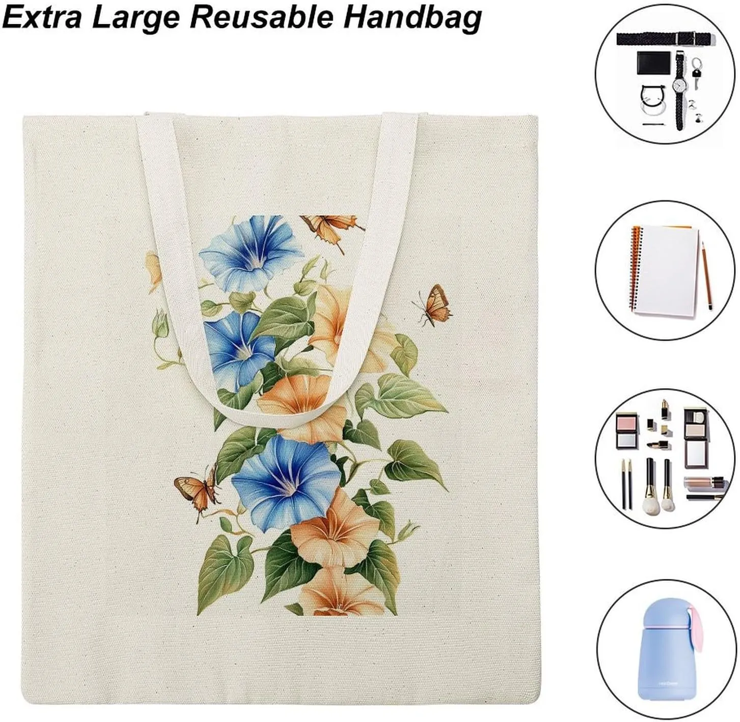 Colorful Butterfly GraffitiSimple And Versatile Canvas Tote Bag, Environmentally Friendly And Durable Shopping Bag