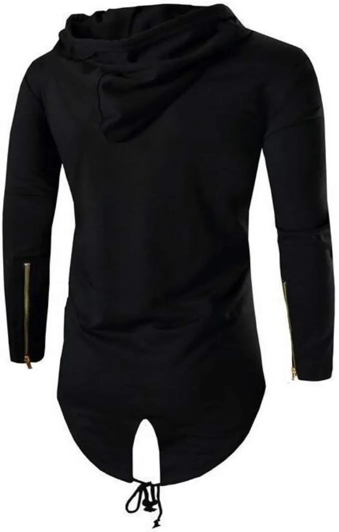 Colygamala Men's Fashion Long Cape Cardigan Sweatshirt Hoodie Black Cloak Outerwear