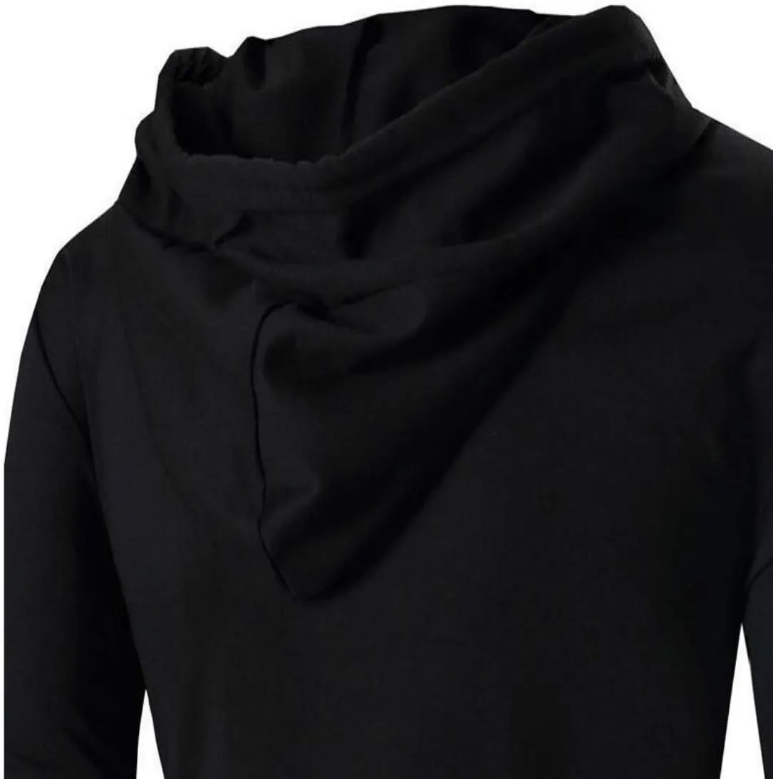 Colygamala Men's Fashion Long Cape Cardigan Sweatshirt Hoodie Black Cloak Outerwear