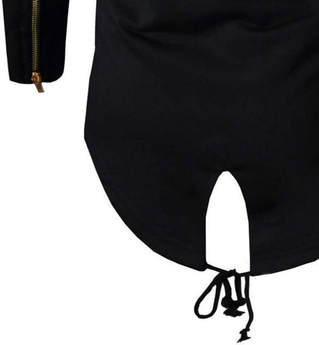Colygamala Men's Fashion Long Cape Cardigan Sweatshirt Hoodie Black Cloak Outerwear