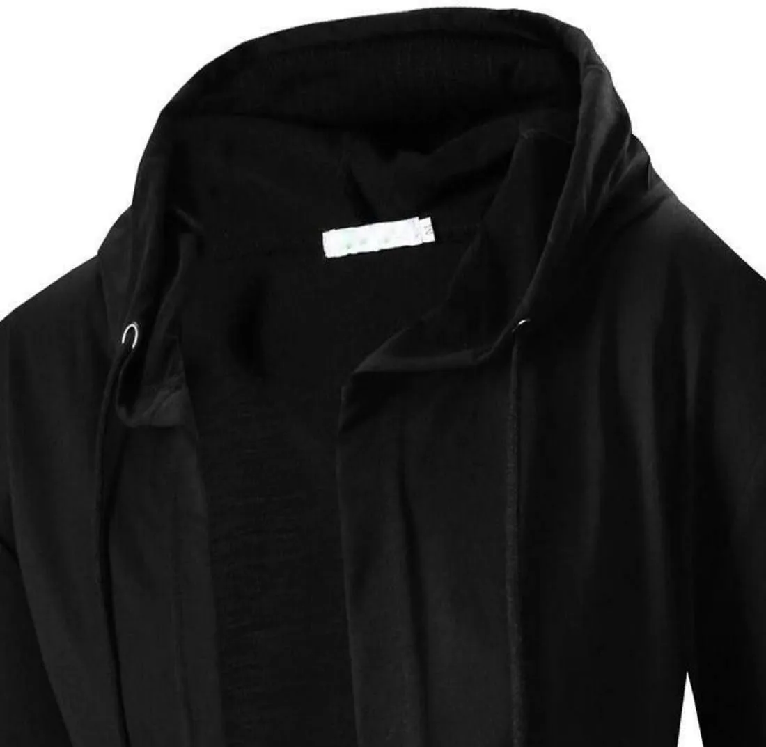 Colygamala Men's Fashion Long Cape Cardigan Sweatshirt Hoodie Black Cloak Outerwear