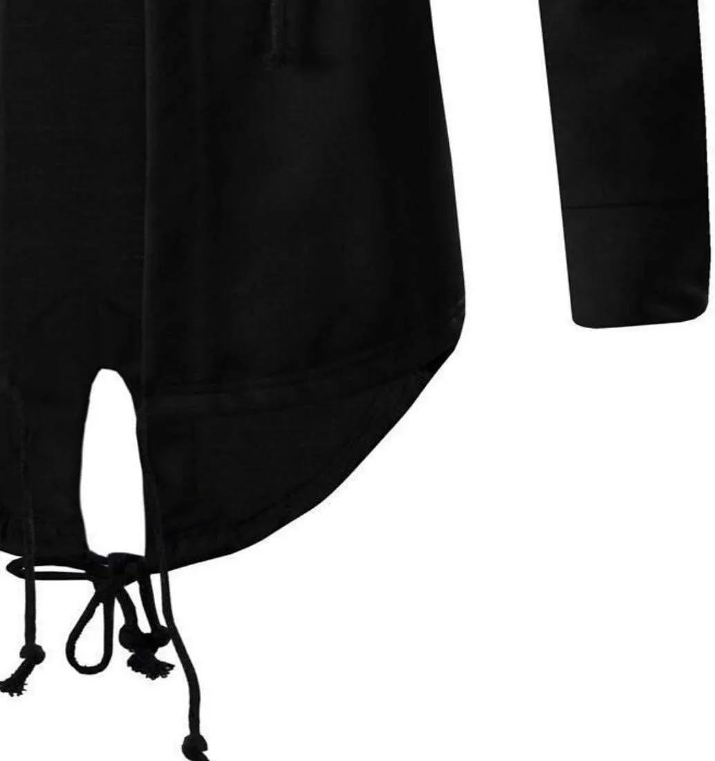 Colygamala Men's Fashion Long Cape Cardigan Sweatshirt Hoodie Black Cloak Outerwear
