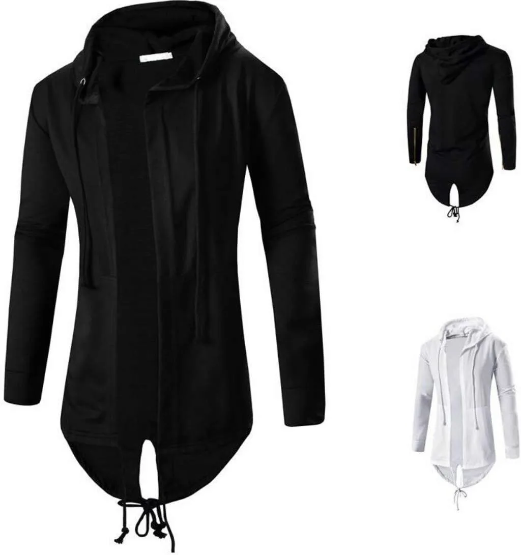 Colygamala Men's Fashion Long Cape Cardigan Sweatshirt Hoodie Black Cloak Outerwear