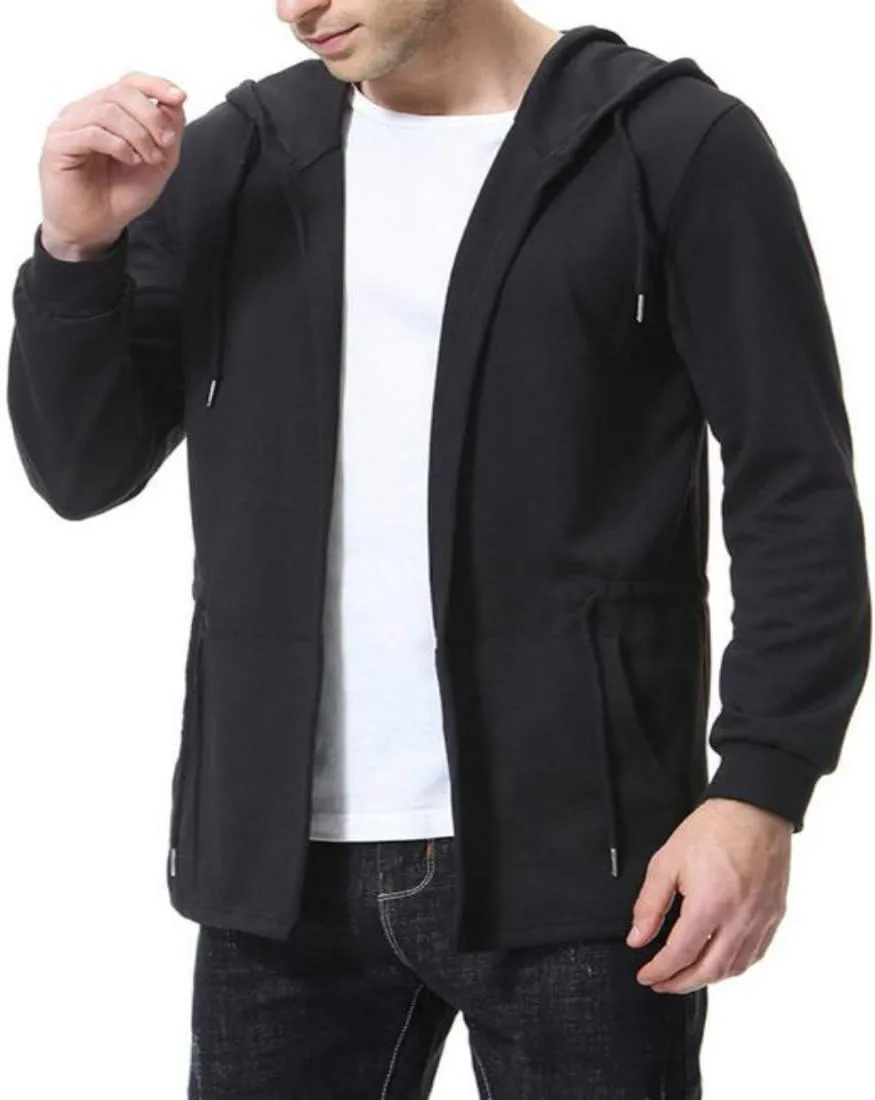 Colygamala Men's Fashion Long Cape Cardigan Sweatshirt Hoodie Black Cloak Outerwear