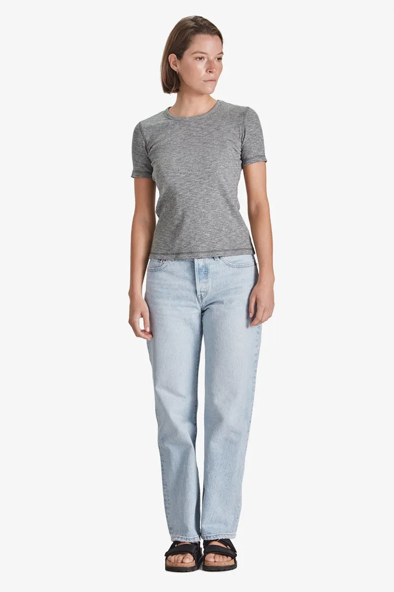 Commoners - Womens Base Ribbed SS Tee - Dark Marle