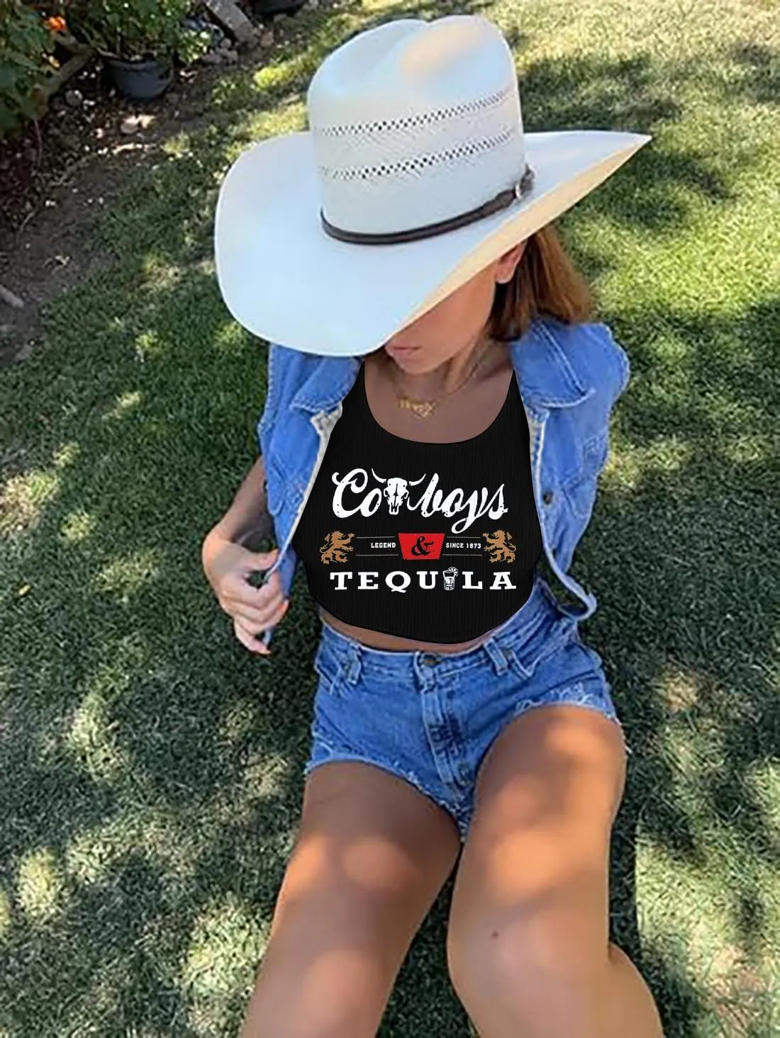 Country Concert Outfits for Women Cowgirl Tank Tops Western Cowboy Crop Tops Summer Cami Sleeveless Shirt