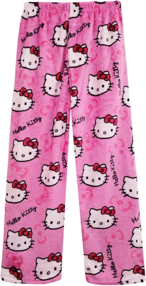 Cute Flannel Pajama Pants for Women, Cartoon Plush Pjs Pajamas Bottom Anime Sleep Pants