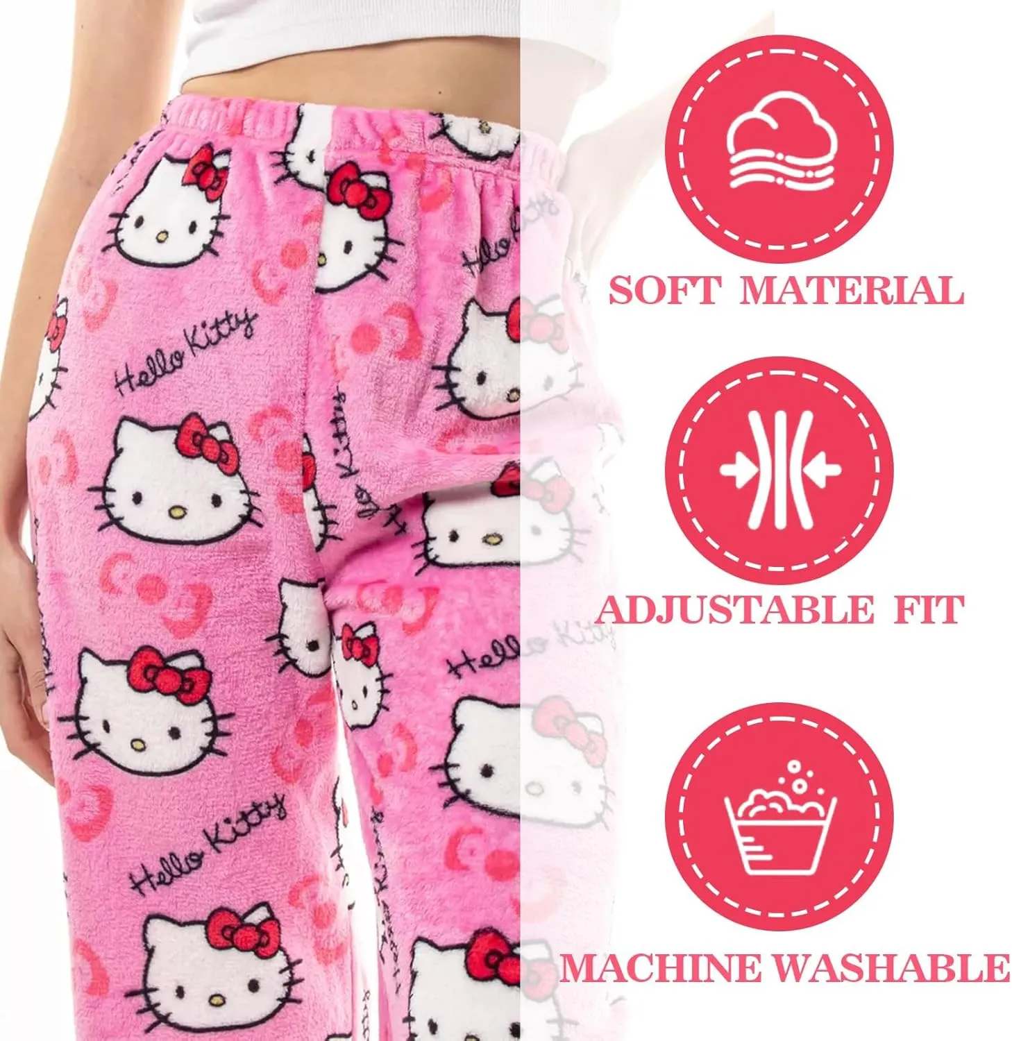 Cute Flannel Pajama Pants for Women, Cartoon Plush Pjs Pajamas Bottom Anime Sleep Pants