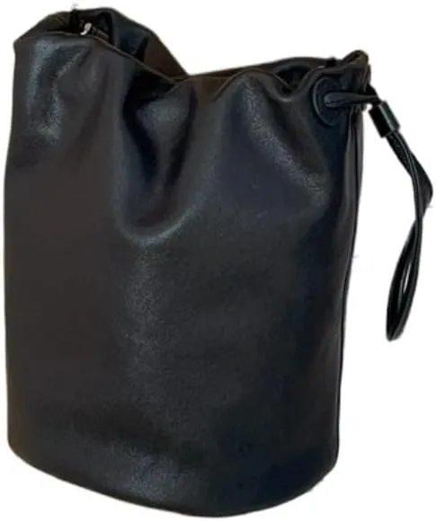 Cylindrical Soft Leather Bucket Bag Handbag Women Drawstring Small Shoulder Armpit Bag Cute Chic Stylish Versatile