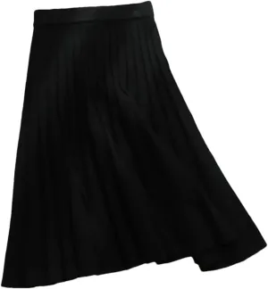 DBFBDTU Women Knitted Midi Skirt A-Line High Waist Pleated Long Skirt