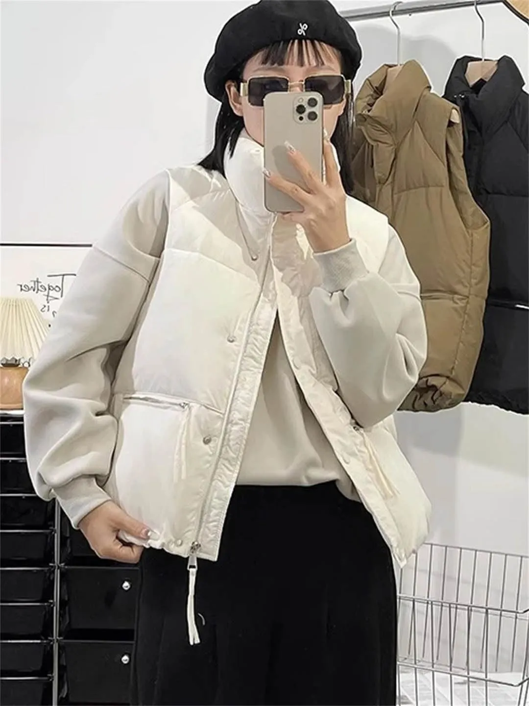 Down Cotton Vest Winter Sleeveless Padded Jacket Female Oversized Loose Zipper Vests Ladies Warm Puffer Coats