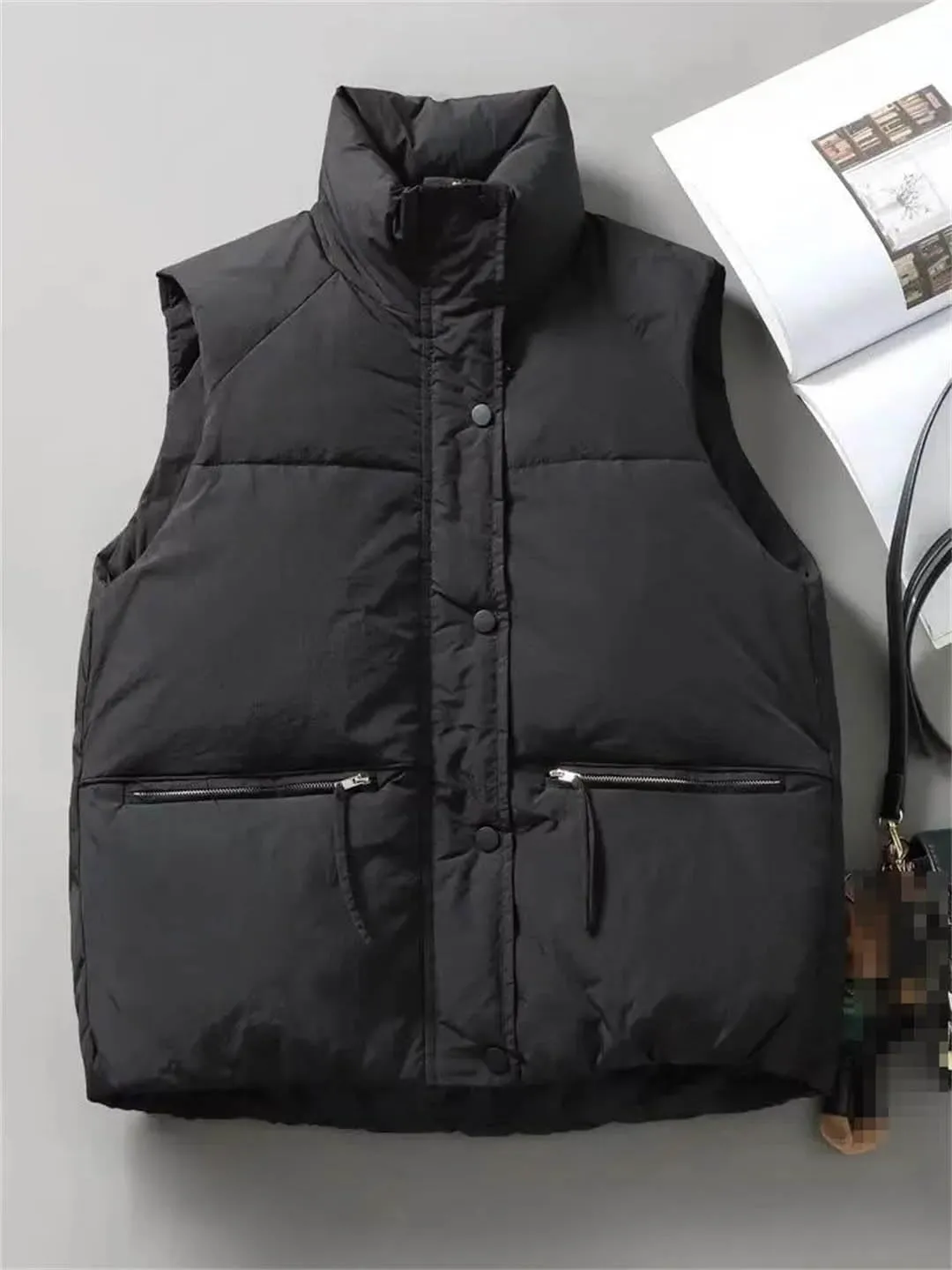 Down Cotton Vest Winter Sleeveless Padded Jacket Female Oversized Loose Zipper Vests Ladies Warm Puffer Coats