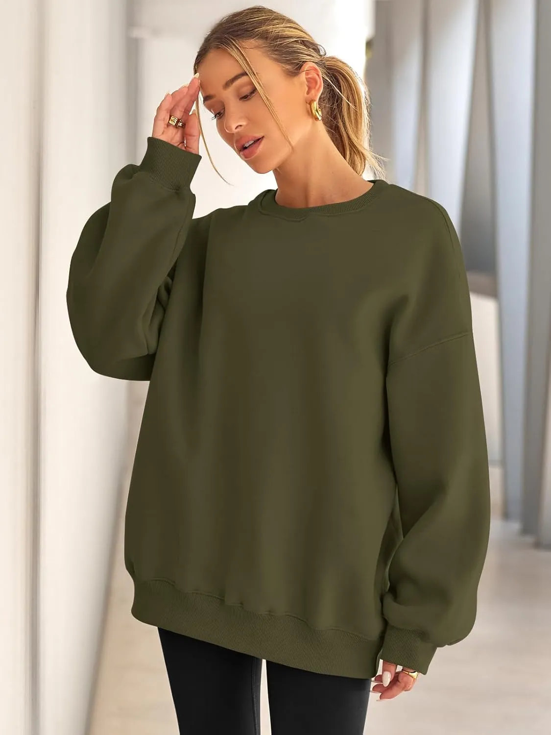 EFAN Womens Oversized Sweatshirts Hoodies Fleece Crewneck Sweaters Casual Tops Comfy Fall Fashion Outfits Winter Clothes 2025