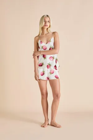 Elle Blythe Ivory Strawberry Camisole Set in Silk Satin