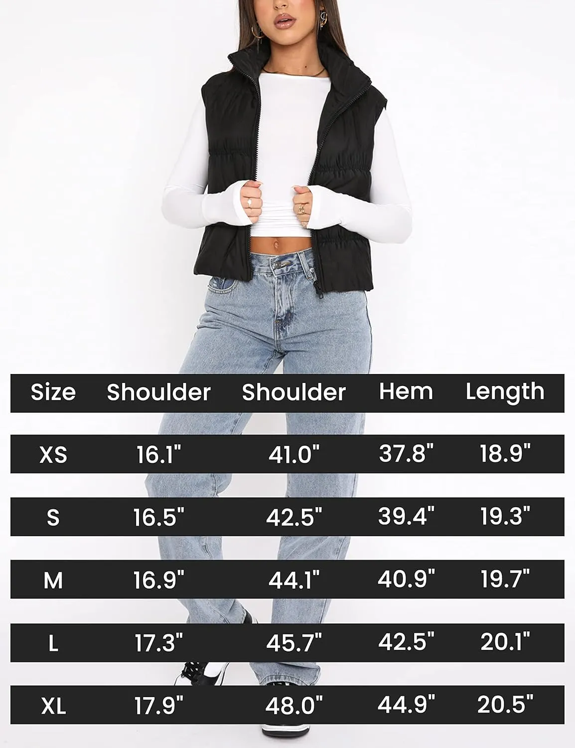 EsheSy Women's Cropped Puffer Vest Stand Collar Full Zip Sleeveless Warm Padded Jacket