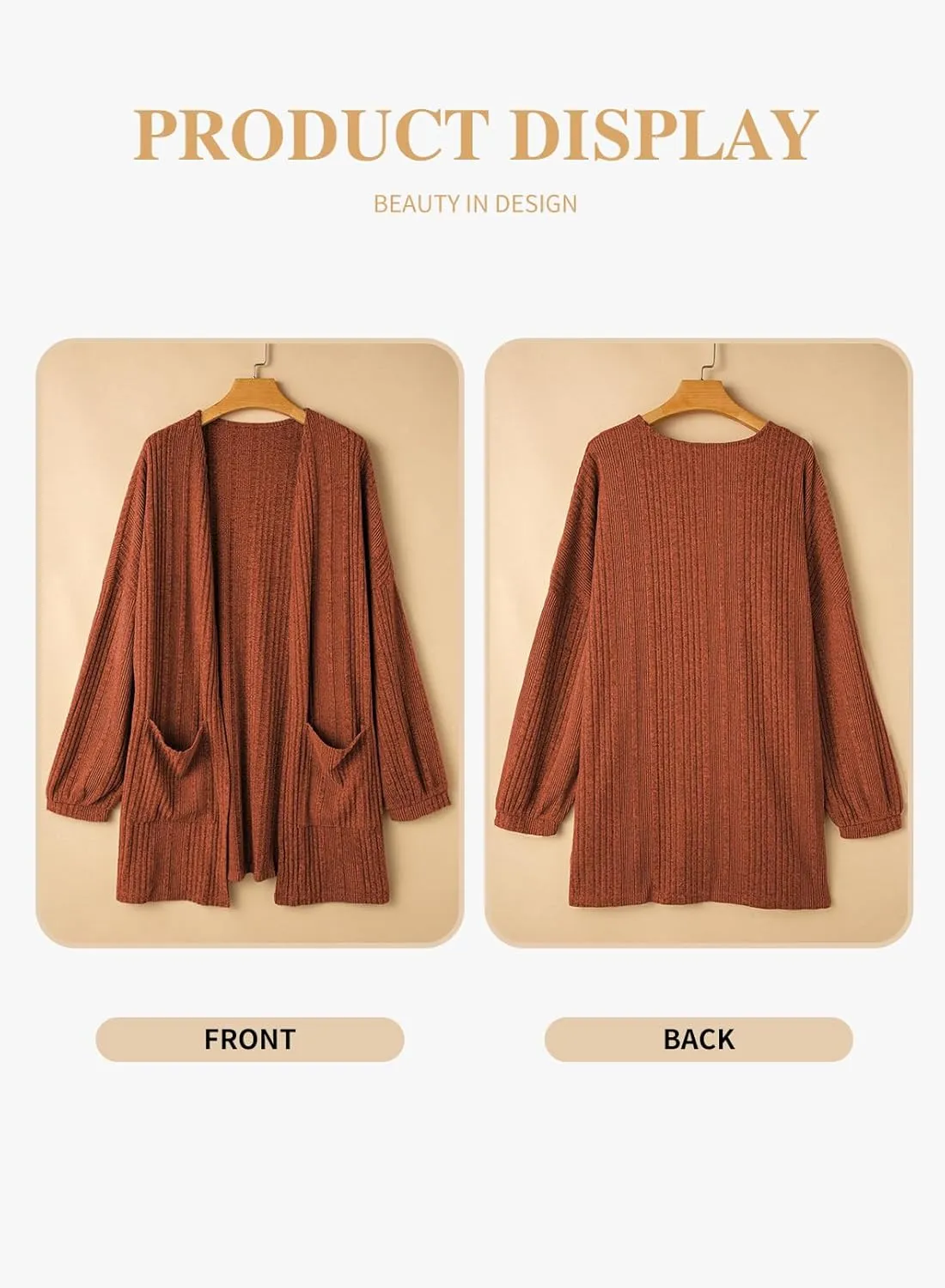 Eytino Womens Plus Size Cardigan Long Sleeve Open Front Casual Knit Sweaters with Pockets Loose Outwear(1X-5X)