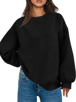Fanway&EC Women's Crewneck Oversized Sweatshirts Basic Pullover Fall Fashion Outfits Tops