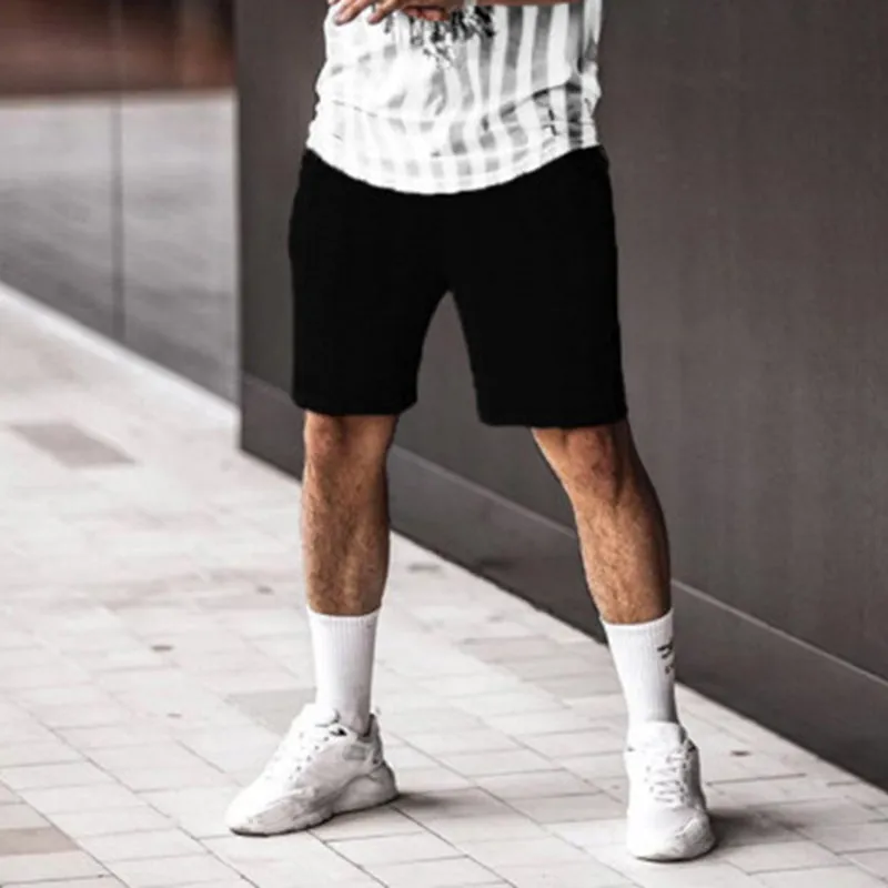 Fashion Black Gradient Striped Short Sleeve Shorts Men Suit