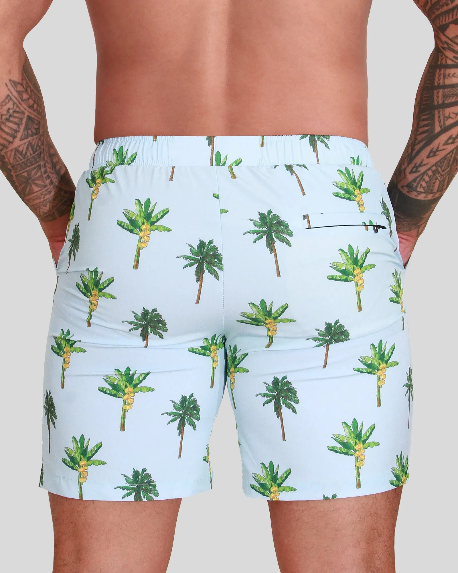 Father and Son Matching swim shorts - La Banana (Light Blue)