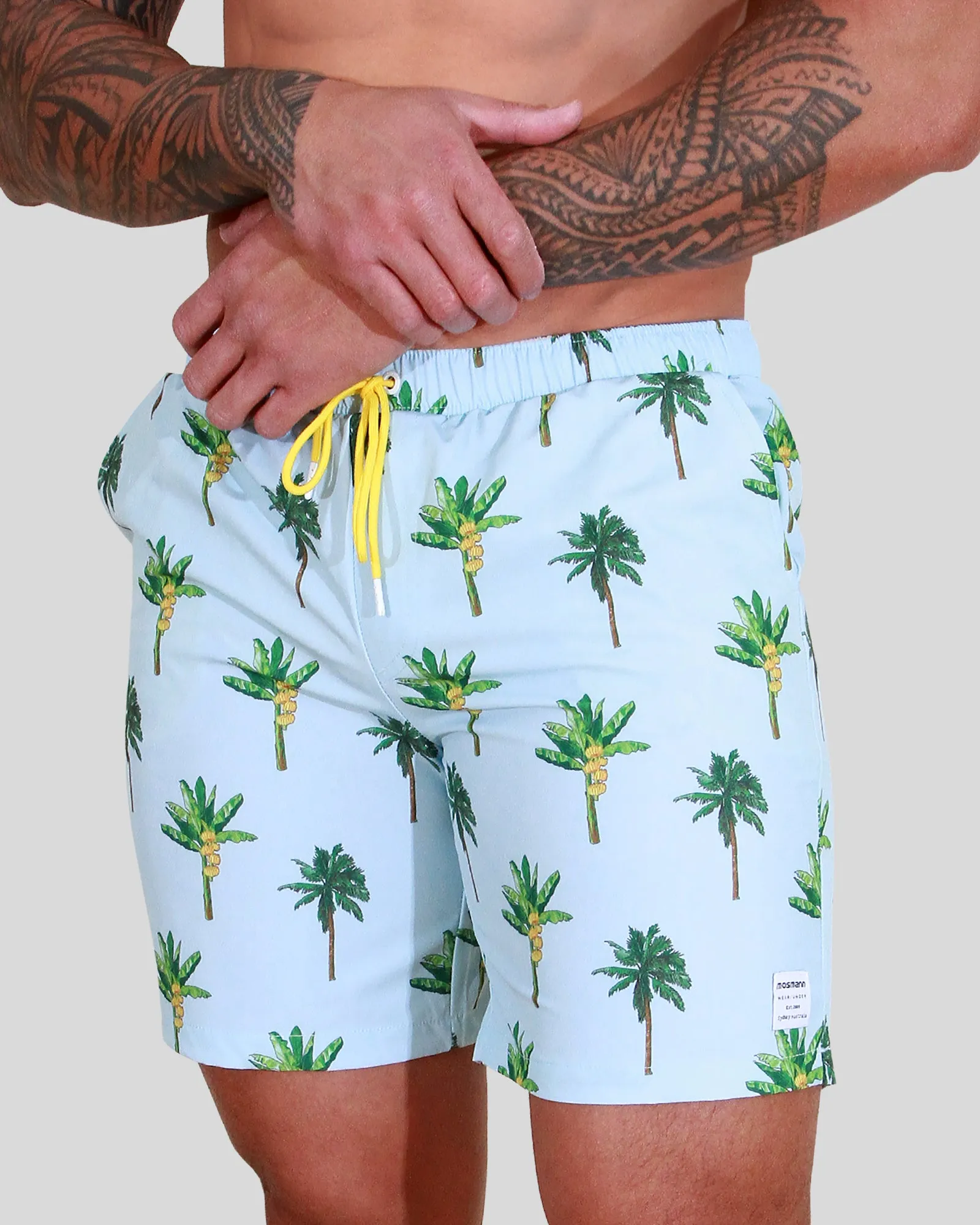Father and Son Matching swim shorts - La Banana (Light Blue)