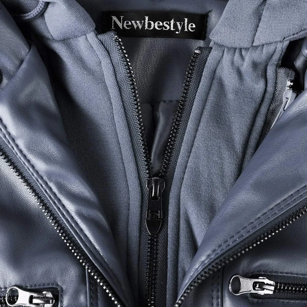 Faux Leather Jacket for Women Casual Moto Biker Jacket Quilted Full-Zip Coat