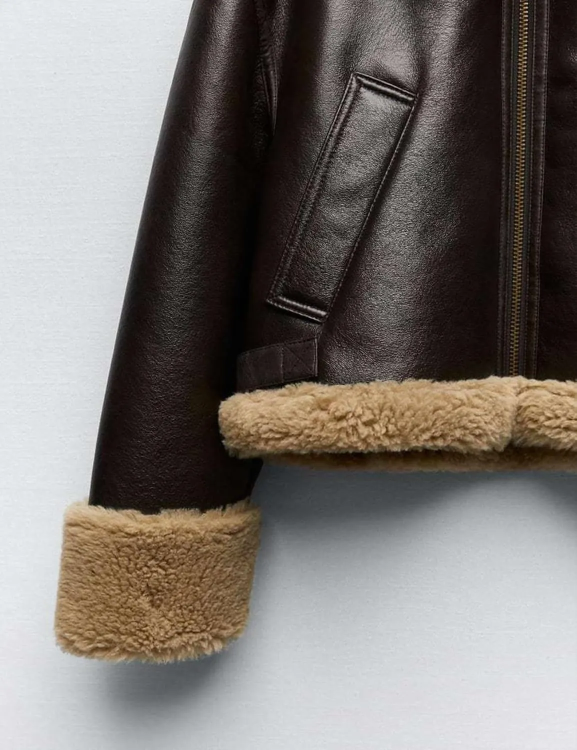 Flygo Women's Faux Leather Moto Jacket Oversized PU Fur Shearling Short Bomber Jacket