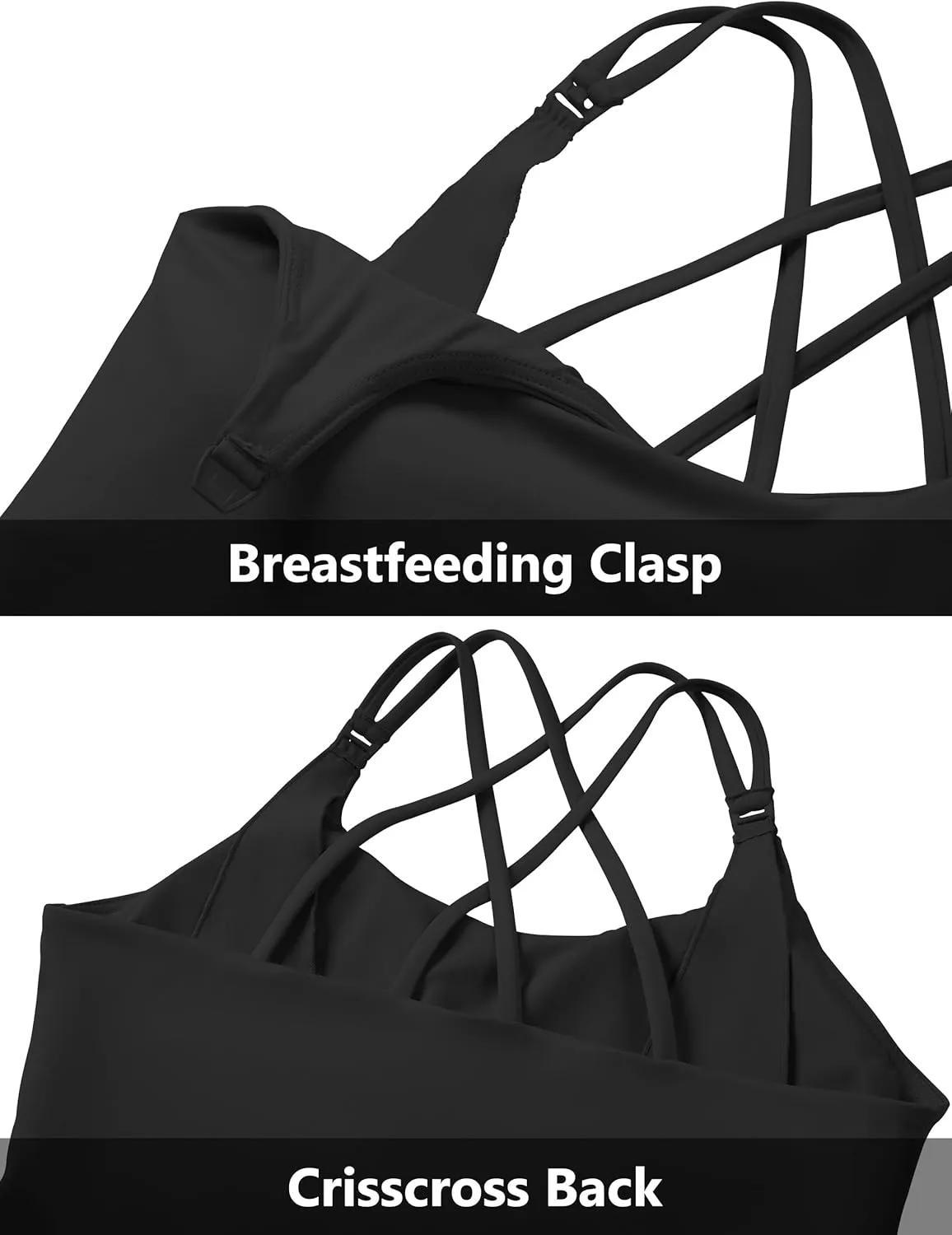 Foucome Nursing Tank Tops for Breastfeeding Longline Nursing Sports Bra Cross Back Workout Crop Top with Built in Bra