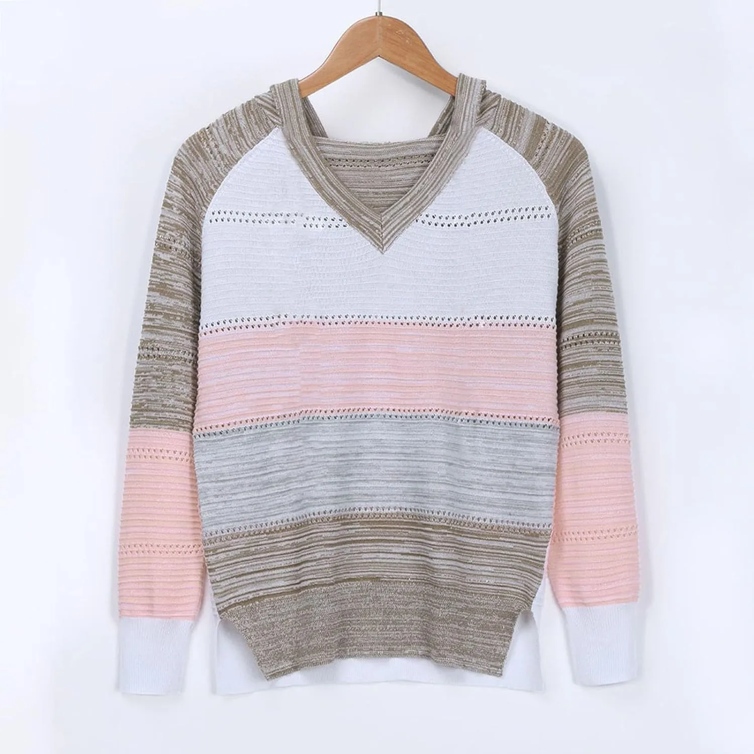 FQZWONG Spring Sweaters for Women 2025 Plus Size Long Sleeve Hoodies Casual Ladies Sweatshirts Fashion Knit Hooded Tops