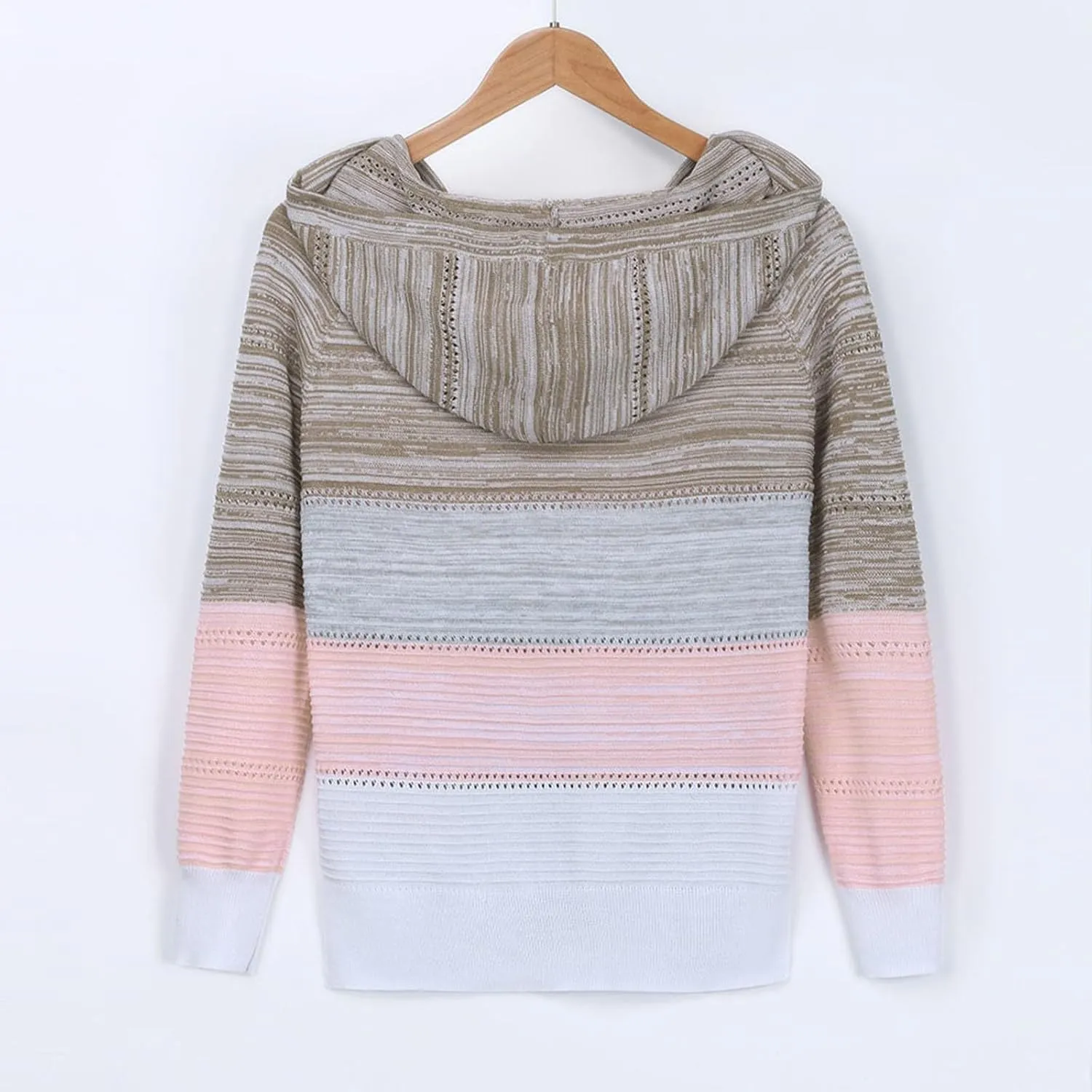 FQZWONG Spring Sweaters for Women 2025 Plus Size Long Sleeve Hoodies Casual Ladies Sweatshirts Fashion Knit Hooded Tops