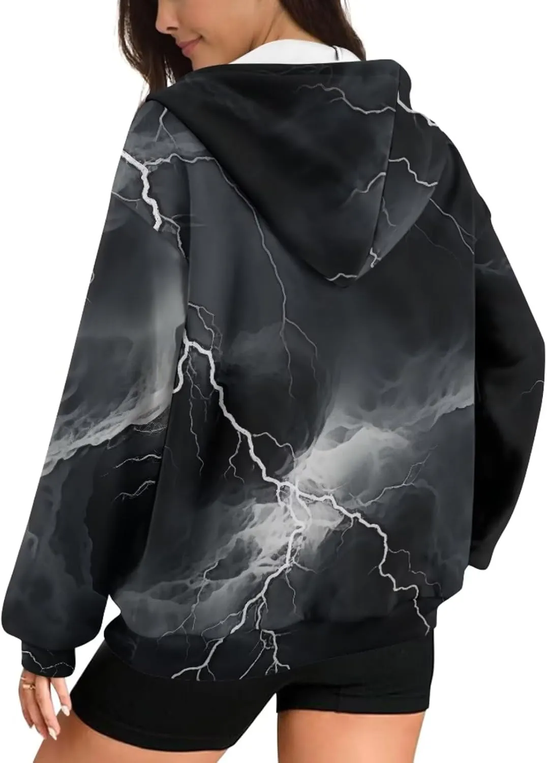 Full Zip Up Hoodies for Women Long Sleeve Track Jackets Loose Sweatshirt Drawstring Pullover Sweaters With Pockets