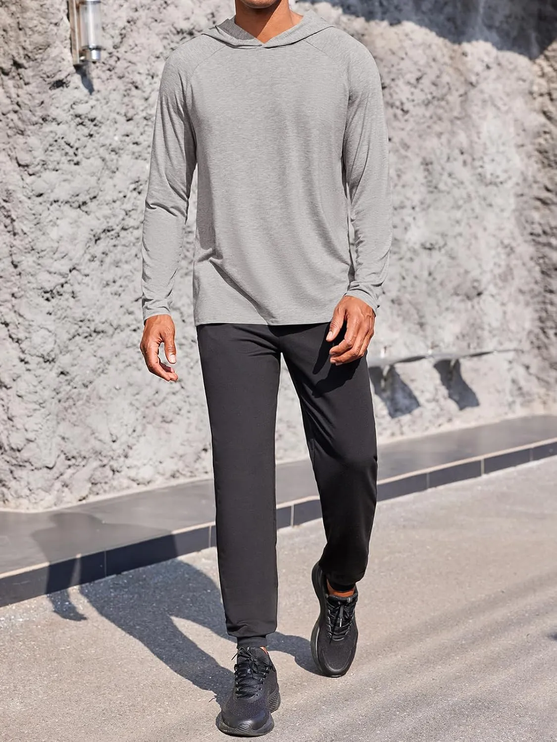 Gafeng Mens Workout Hoodie Long Sleeve Lightweight Gym Running Quick Dry Athletic Shirt with Hood