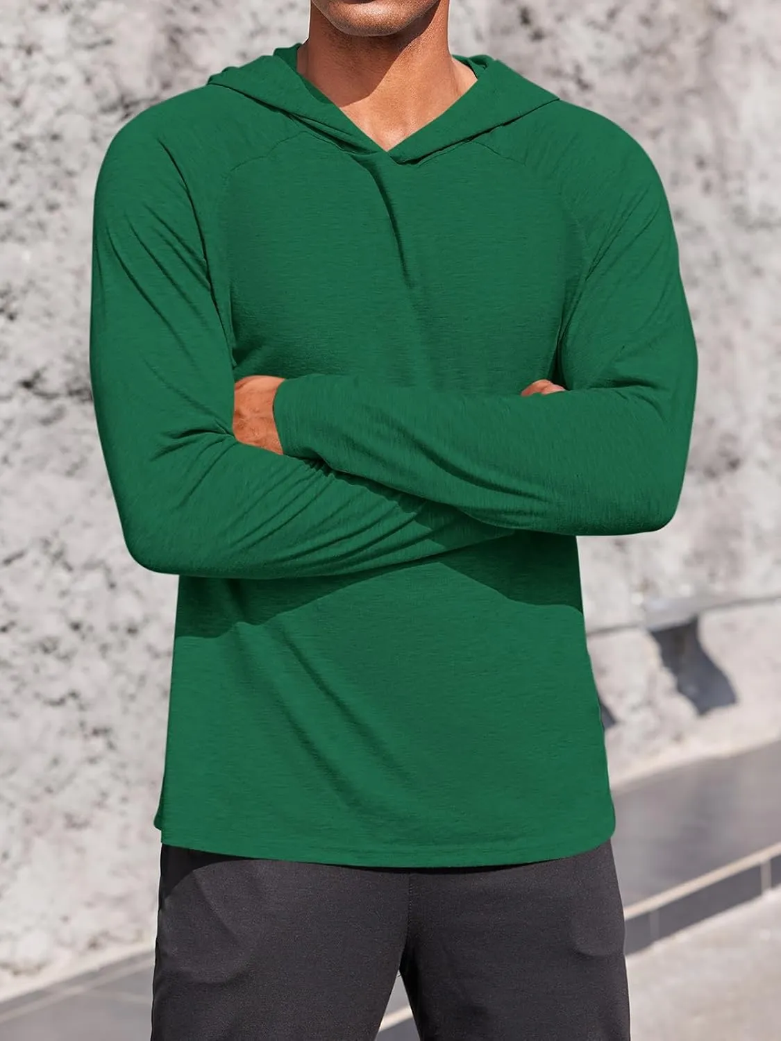 Gafeng Mens Workout Hoodie Long Sleeve Lightweight Gym Running Quick Dry Athletic Shirt with Hood