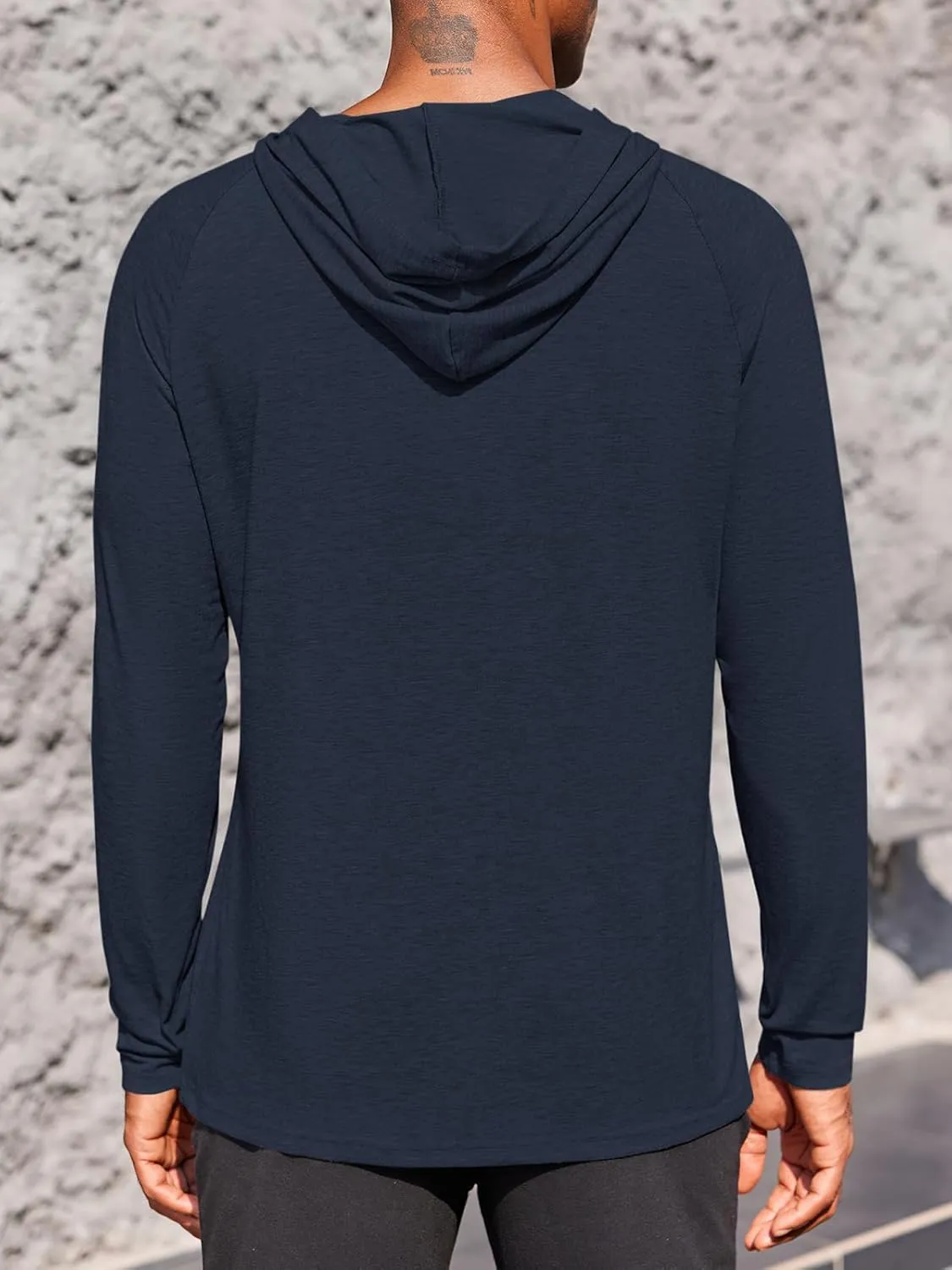 Gafeng Mens Workout Hoodie Long Sleeve Lightweight Gym Running Quick Dry Athletic Shirt with Hood