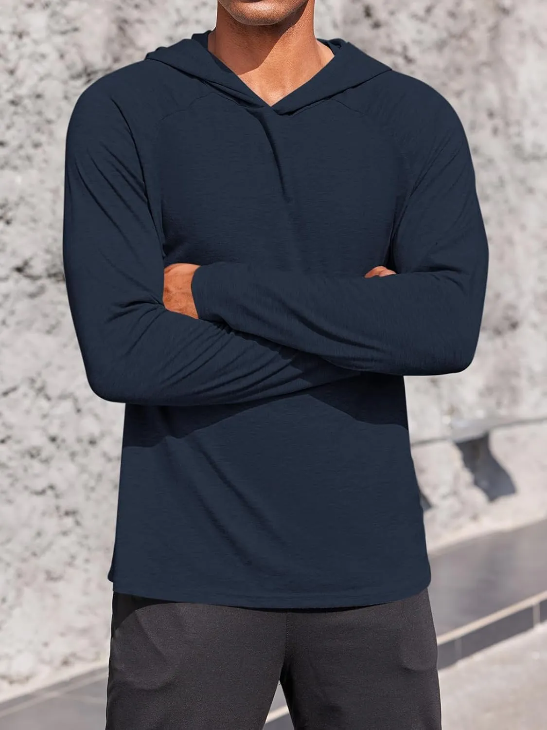 Gafeng Mens Workout Hoodie Long Sleeve Lightweight Gym Running Quick Dry Athletic Shirt with Hood