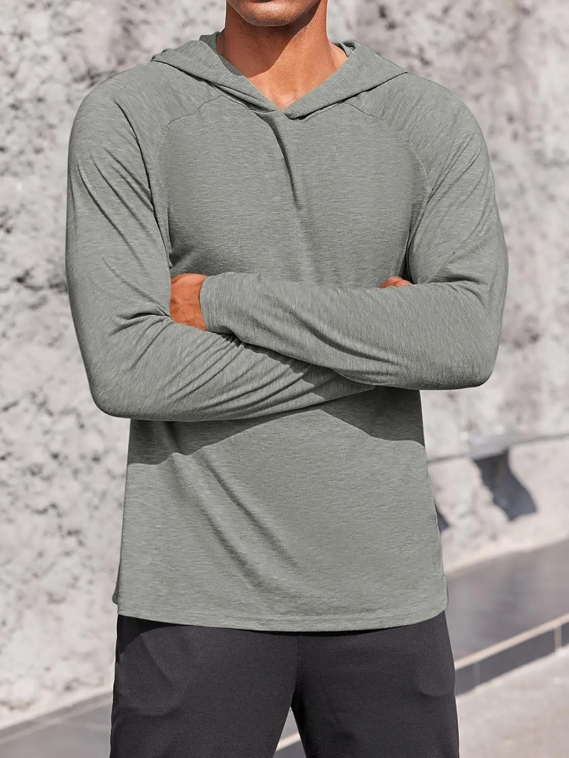Gafeng Mens Workout Hoodie Long Sleeve Lightweight Gym Running Quick Dry Athletic Shirt with Hood