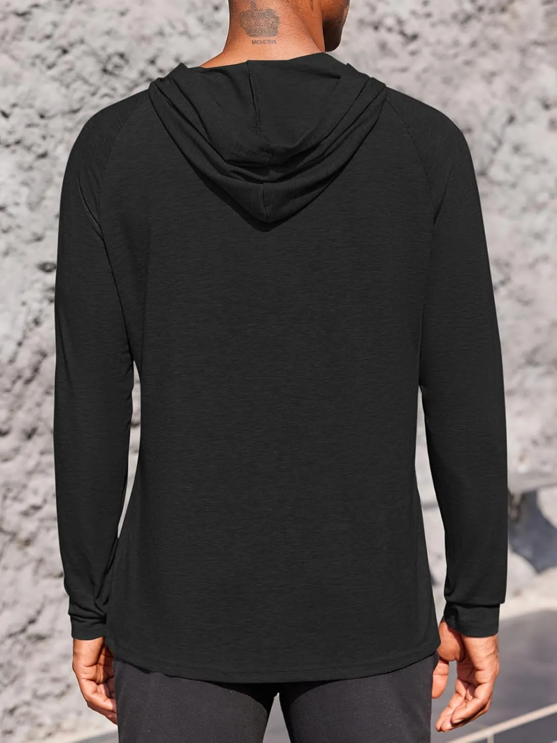Gafeng Mens Workout Hoodie Long Sleeve Lightweight Gym Running Quick Dry Athletic Shirt with Hood