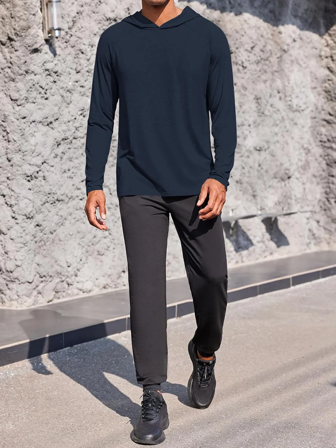 Gafeng Mens Workout Hoodie Long Sleeve Lightweight Gym Running Quick Dry Athletic Shirt with Hood