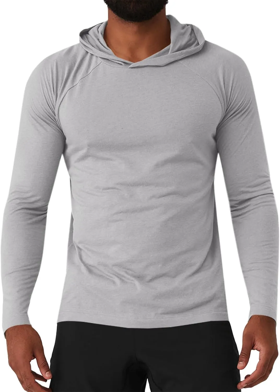 Gafeng Mens Workout Hoodie Long Sleeve Lightweight Gym Running Quick Dry Athletic Shirt with Hood