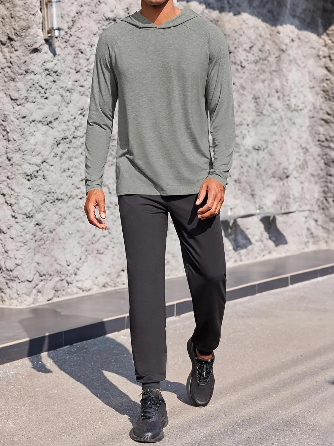 Gafeng Mens Workout Hoodie Long Sleeve Lightweight Gym Running Quick Dry Athletic Shirt with Hood