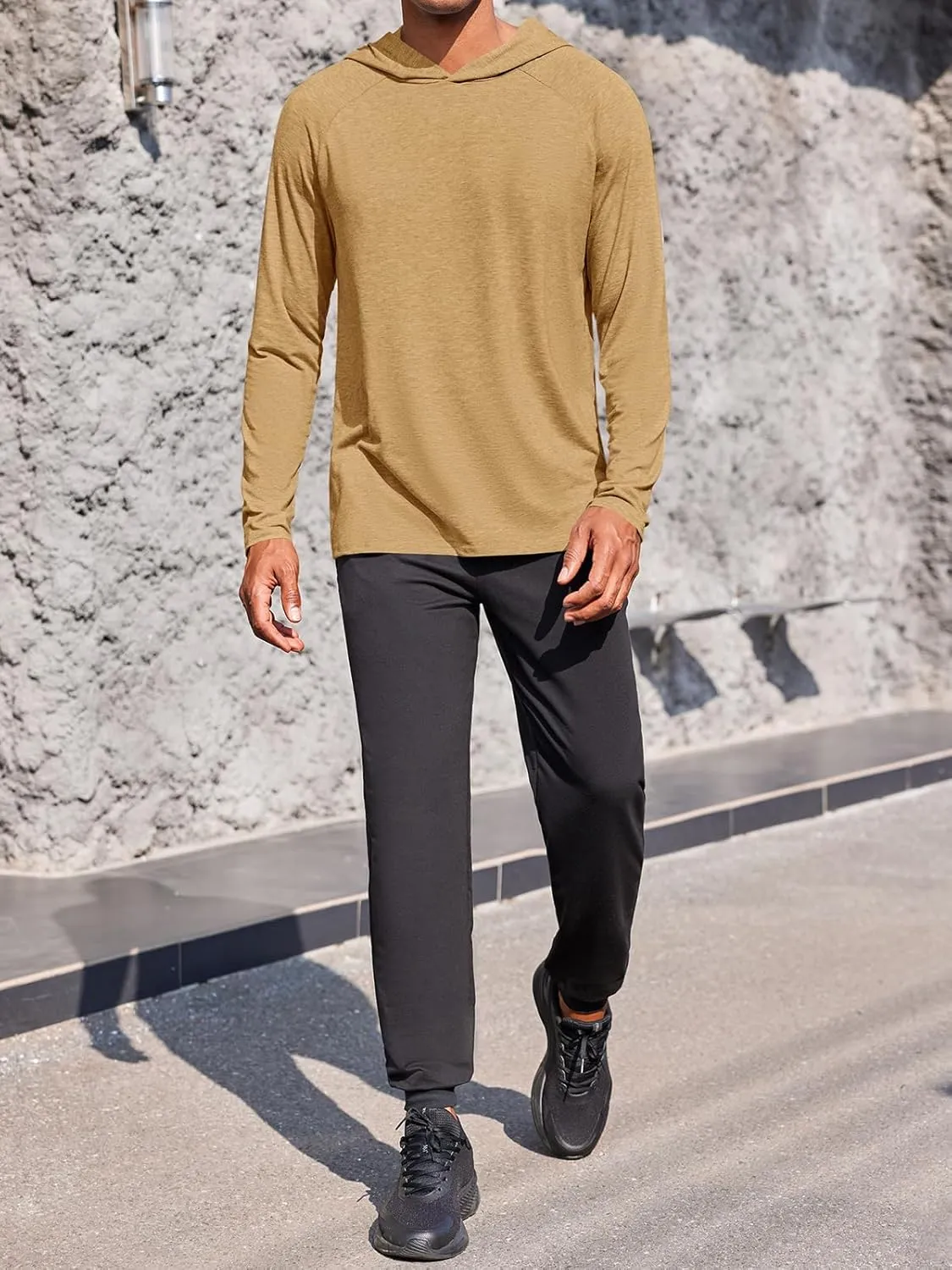 Gafeng Mens Workout Hoodie Long Sleeve Lightweight Gym Running Quick Dry Athletic Shirt with Hood