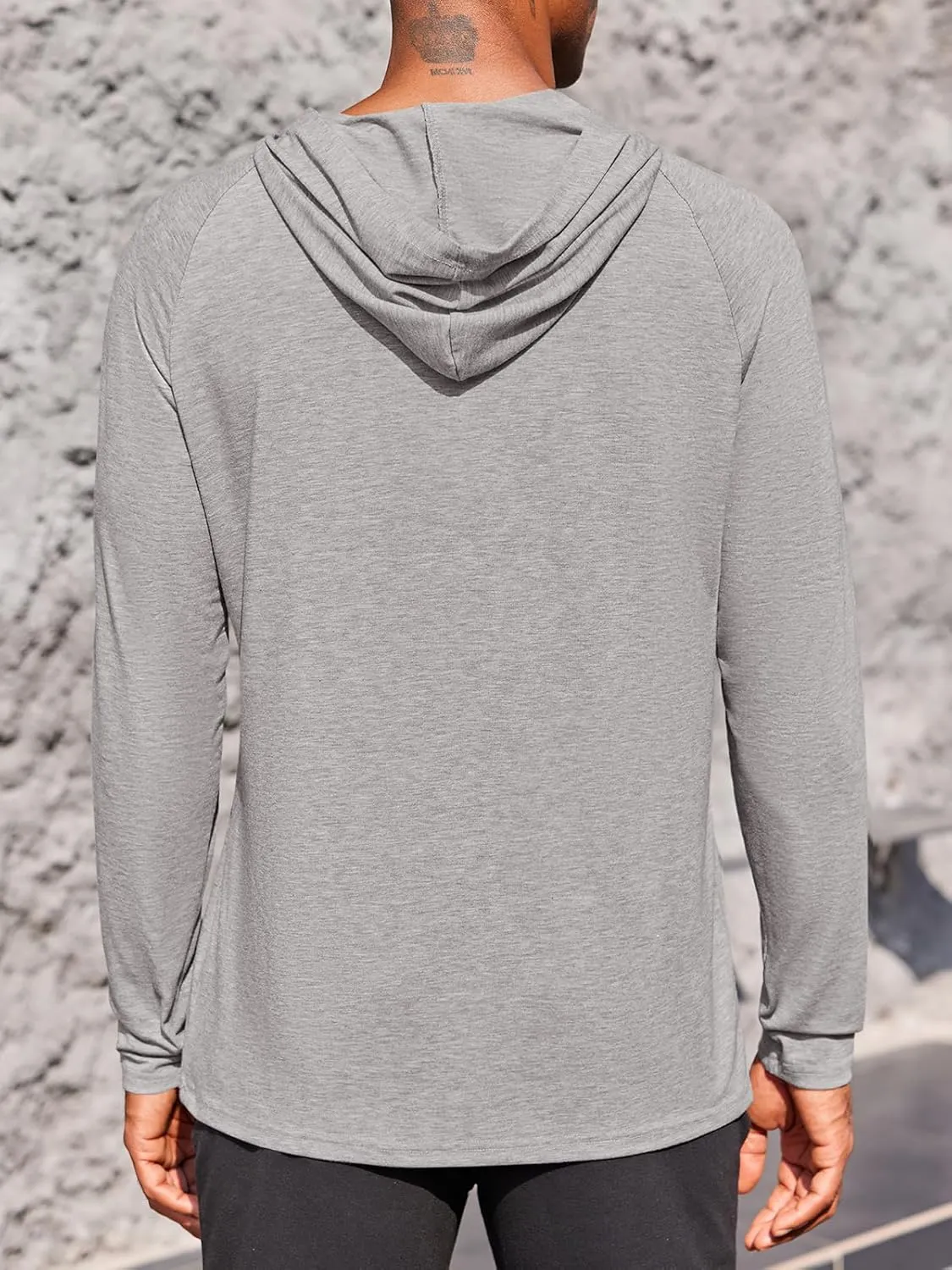 Gafeng Mens Workout Hoodie Long Sleeve Lightweight Gym Running Quick Dry Athletic Shirt with Hood