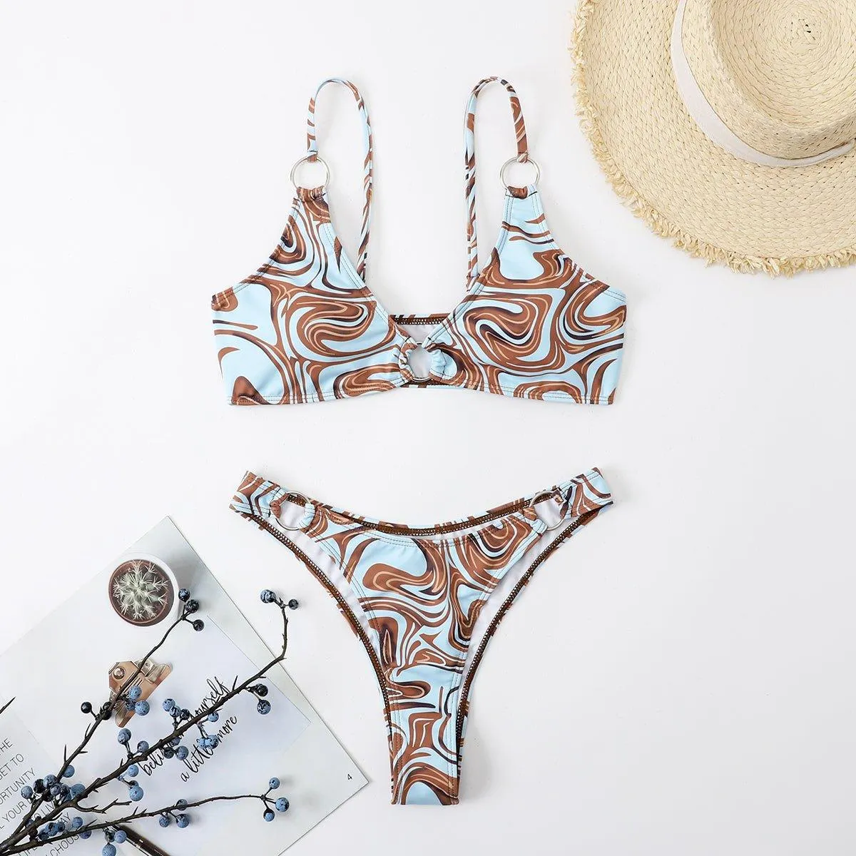 GFIT® Sexy Light Blue Printing Bikini Sets
