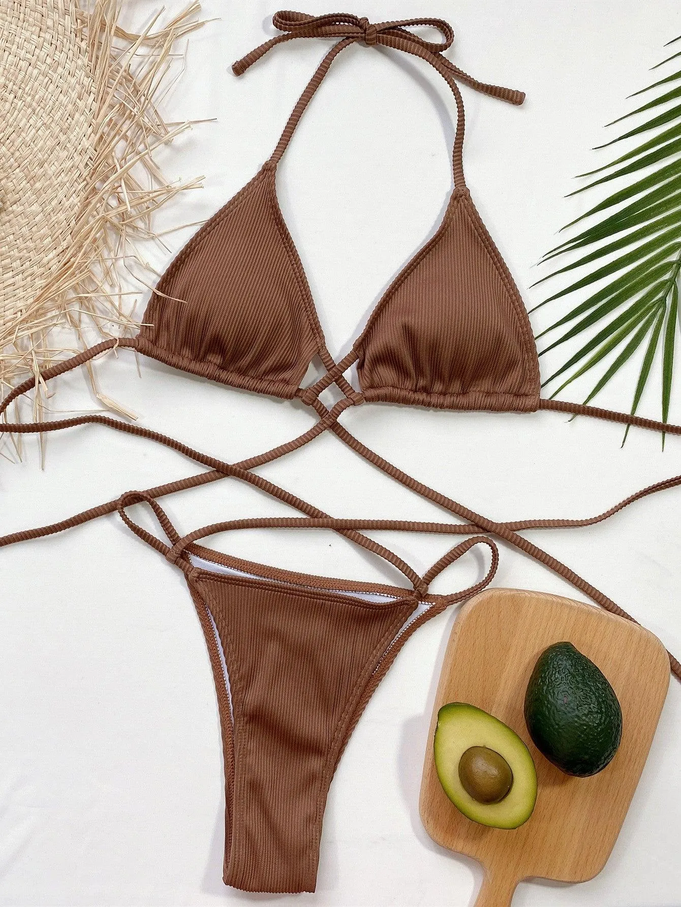 GFIT Women's Embossed Stripe Bikini Set - Sexy Two-Piece Swimwear