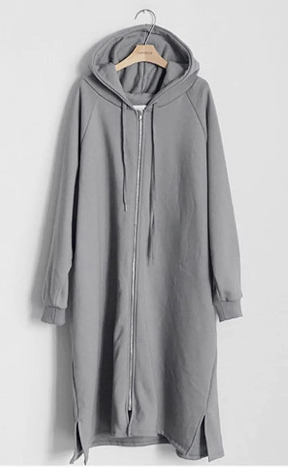 GGUHHU Womens Casual Long Hoodie Coat Full Zipper Thin Fleece Lined Oversize Outerwear