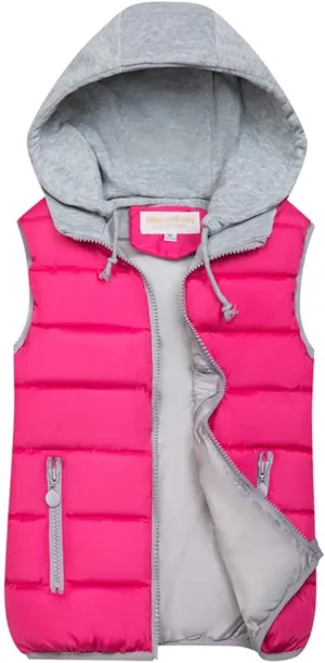Gihuo Women's Puffer Vest Zip Up Quilted Padded Winter Sleeveless Hooded Vest Gilet Warm Jacket Outerwear Vest